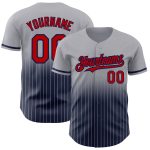 Custom Name Number Personalized Gray Pinstripe Baseball Jersey Red Navy Authentic Fade Fashion Team Jersey Personalized Gray