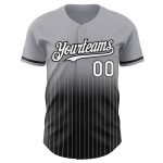 Custom Name and Number Authentic Fade Baseball Jersey in Gray Pinstripe White-Black Fashion Design Personalized Gray Pinstripe