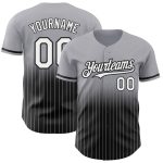 Custom Name and Number Authentic Fade Baseball Jersey in Gray Pinstripe White-Black Fashion Design Personalized Gray Pinstripe