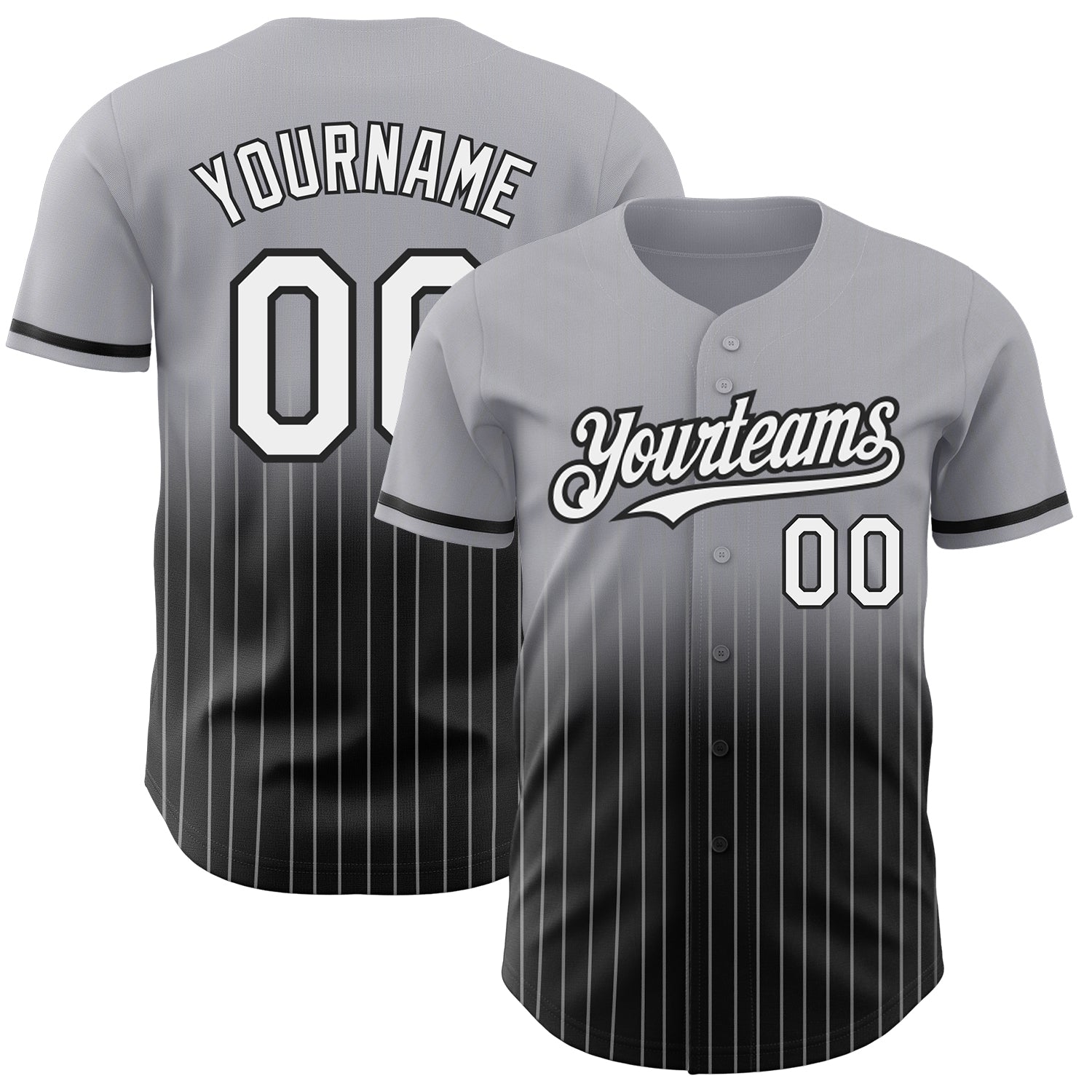 Custom Name and Number Authentic Fade Baseball Jersey in Gray Pinstripe White-Black Fashion Design Personalized Gray Pinstripe