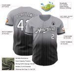 Custom Name and Number Authentic Fade Baseball Jersey in Gray Pinstripe White-Black Fashion Design Personalized Gray Pinstripe