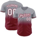 Custom Name Number Personalized Gray Pinstripe Baseball Jersey - White Crimson Authentic Fade Fashion Team Apparel Personalized