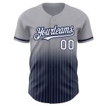 Personalized Authentic Baseball Jersey - Gray Pinstripe White-Navy Custom Name & Number Personalized Gray Pinstripe White-Navy