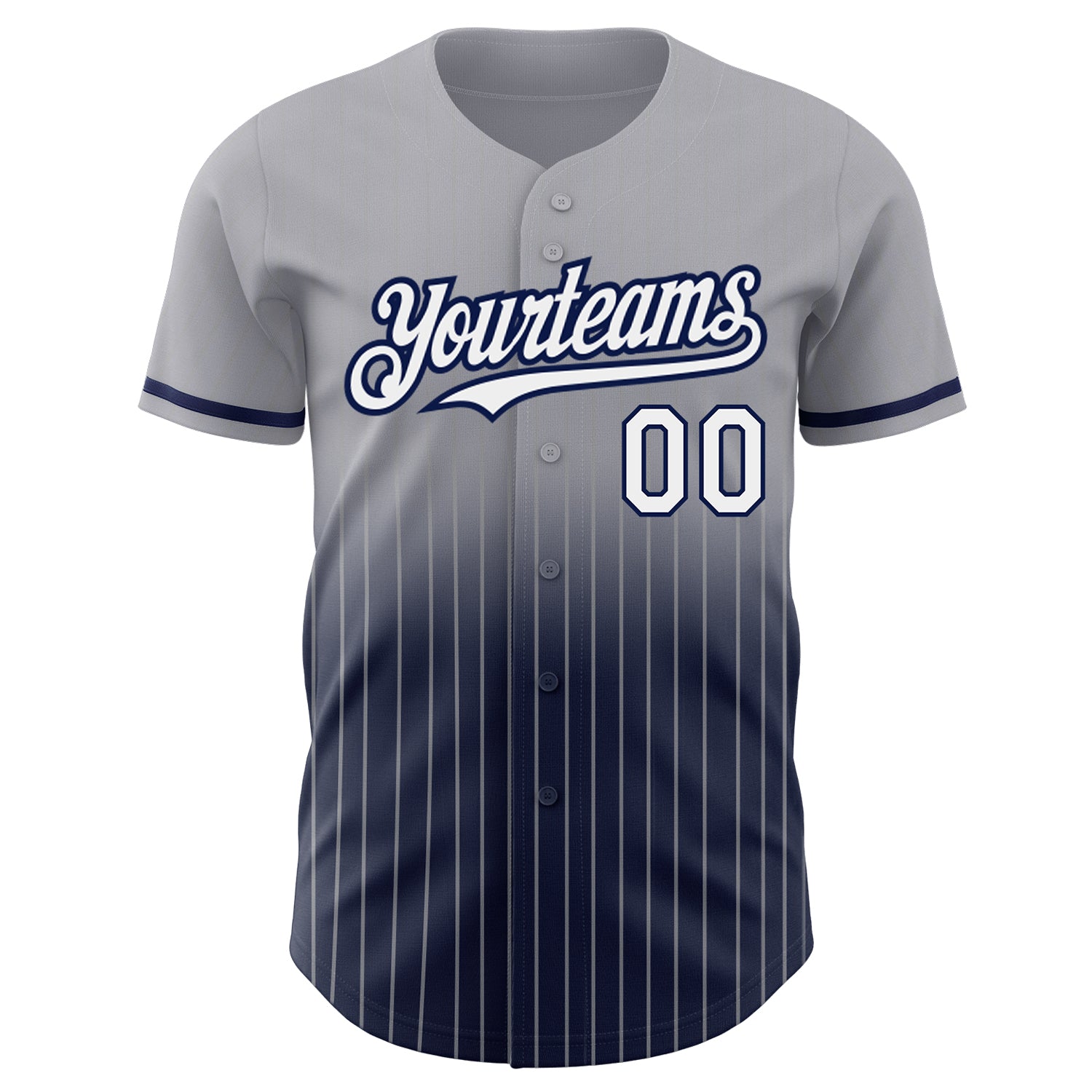 Personalized Gray Pinstripe White-Navy Authentic Fade Fashion Baseball Jersey Team Custom Name and Number Personalized Authentic Baseball Jersey - Gray Pinstripe White-Navy Custom Name & Number Personalized Gray Pinstripe White-Navy - Image 3