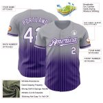 Custom Name Number Baseball Jersey - Personalized Gray Pinstripe White Purple Authentic Fade Fashion Jersey Personalized