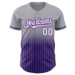 Custom Name Number Baseball Jersey - Personalized Gray Pinstripe White Purple Authentic Fade Fashion Jersey Personalized