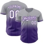 Custom Name Number Baseball Jersey - Personalized Gray Pinstripe White Purple Authentic Fade Fashion Jersey Personalized