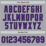 Custom Name and Number Authentic Baseball Jersey in Gray Purple-Black, 3 Color Options, Personalized Arm Shapes Personalized