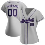 Personalized Gray Black Purple Baseball Jersey for Men and Women Authentic Personalized Gray Purple-Black Authentic Baseball