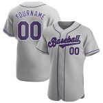 Personalized Gray Black Purple Baseball Jersey for Men and Women Authentic Personalized Gray Purple-Black Authentic Baseball