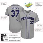 Custom Name and Number Personalized Authentic Baseball Jersey Gray Purple Black Personalized Gray Purple-Black Authentic