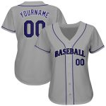 Custom Name and Number Personalized Authentic Baseball Jersey Gray Purple Black Personalized Gray Purple-Black Authentic