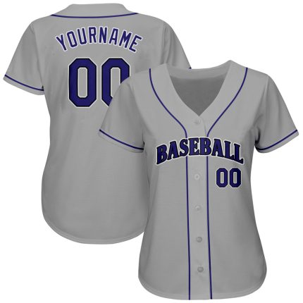 Custom Name and Number Personalized Authentic Baseball Jersey Gray Purple Black Personalized Gray Purple-Black Authentic