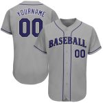 Custom Name and Number Personalized Authentic Baseball Jersey Gray Purple Black Personalized Gray Purple-Black Authentic