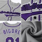 Personalized Gray Black Purple Baseball Jersey for Men and Women Authentic Personalized Gray Purple-Black Authentic Baseball