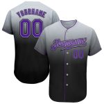 Custom Team Baseball Jersey - Authentic Fade Fashion in Gray Purple Black with Personalized Name and Number Personalized