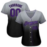 Custom Team Baseball Jersey - Authentic Fade Fashion in Gray Purple Black with Personalized Name and Number Personalized