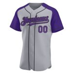 Custom Name and Number Personalized Baseball Jersey in Gray Purple-Black Authentic Raglan Sleeves Personalized Gray Purple-Black