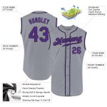 Custom Team Name and Number Baseball Jersey - Personalized Gray Purple-Black Sleeveless Authentic Jersey Personalized Gray