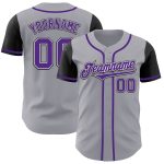 Custom Name and Number Authentic Two Tone Baseball Jersey - Personalized Gray and Purple-Black Personalized Gray Purple-Black