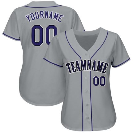Custom Baseball Jersey with Personalized Name and Number - Gray Purple Black Team Apparel Personalized Gray Purple-Black