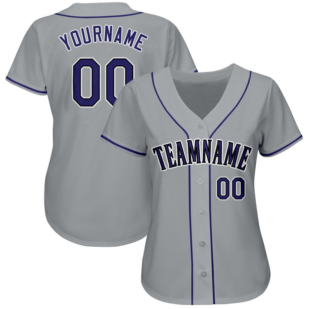 Custom Baseball Jersey with Personalized Name and Number - Gray Purple Black Team Apparel Personalized Gray Purple-Black