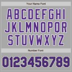Personalized Bomber Jacket Gray Purple Black Full-Snap Varsity Letterman Personalized Gray Purple-Black Bomber Full-Snap