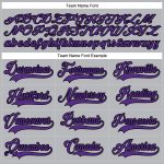 Custom Name and Number Personalized Hockey Lace Neck Jersey - Gray Purple-Black Team Gear Personalized Gray Purple-Black