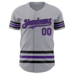 Custom Name and Number Baseball Jersey - Personalized Gray Purple Black Line Authentic Team Apparel Personalized Gray Purple-Black