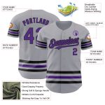 Custom Name and Number Baseball Jersey - Personalized Gray Purple Black Line Authentic Team Apparel Personalized Gray Purple-Black