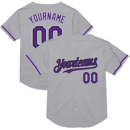 Custom Gray Purple-Black Mesh Authentic Baseball Jersey with Personalized Name and Number - Team Spirit Wear Personalized