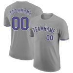 Custom Personalized Team T-Shirt with Name and Number - Gray Purple-Black Performance Shirt Personalized Gray Purple-Black