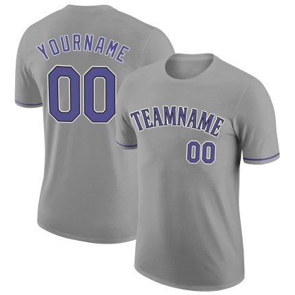 Custom Personalized Team T-Shirt with Name and Number - Gray Purple-Black Performance Shirt Personalized Gray Purple-Black