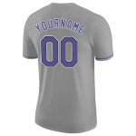 Custom Personalized Team T-Shirt with Name and Number - Gray Purple-Black Performance Shirt Personalized Gray Purple-Black
