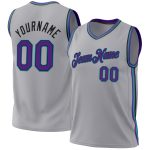 Custom Name Number Throwback Basketball Jersey - Personalized Gray Purple Black Teal Authentic Team Jersey Personalized Gray