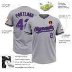 Personalized Unisex Softball Jersey - Gray Purple Black Two-Button Design Personalized Gray Purple-Black Two-Button Unisex