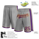 Custom Basketball Shorts with Name and Number in Gray Purple Gold - Personalized Team Gear Personalized Gray Purple-Gold