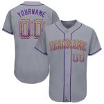 Custom Name and Number Baseball Jersey - Authentic Drift Gray Purple-Gold Fashion Team Jersey Personalized Gray Purple-Gold