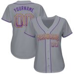 Custom Name and Number Baseball Jersey - Authentic Drift Gray Purple-Gold Fashion Team Jersey Personalized Gray Purple-Gold
