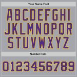 Personalized Throwback Basketball Jersey - Custom Gray Purple Gold Team Name & Number Personalized Gray Purple-Gold Authentic