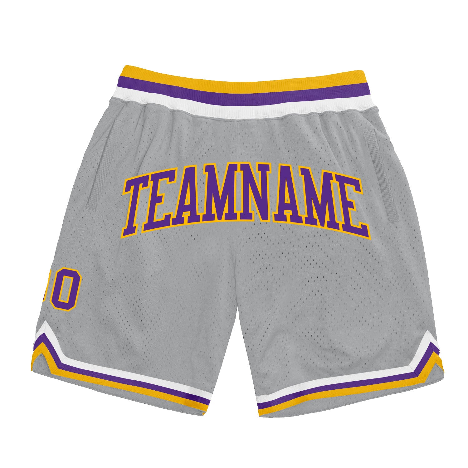 Custom Name Number Basketball Shorts Gray Purple Gold Authentic Throwback Personalized Gray Purple-Gold Authentic Throwback