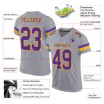 Custom Name and Number Personalized Gray Purple Gold Football Jersey - Authentic Team Gear Personalized Gray Purple-Gold