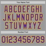 Custom Team Performance T-Shirt with Name and Number - Personalized Gray Purple-Gold Design Personalized Gray Purple-Gold