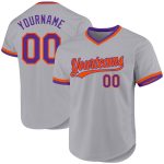 Custom Name Number Personalized Baseball Jersey Gray Purple-Orange Authentic Throwback Team Design Personalized Gray Purple-Orange
