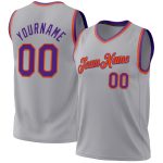 Personalized Basketball Jersey - Authentic Gray Purple Orange Throwback Style Personalized Gray Purple-Orange Authentic Throwback