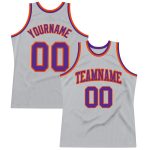 Custom Name Number Authentic Basketball Jersey - Personalized Gray Purple Orange Throwback Design Personalized Gray Purple-Orange