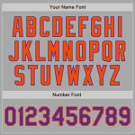 Custom Team Name Number Bomber Jacket Gray Purple Orange Full-Snap Varsity Letterman Personalized Gray Purple-Orange Bomber