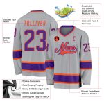 Customizable Hockey Jersey with Name and Number - Personalized Gray Purple-Orange Team Jersey Personalized Gray Purple-Orange