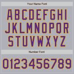 Custom Name Number Two-Button Unisex Softball Jersey Gray Purple Pinstripe Gold Personalized Gray Purple Pinstripe Gold Two-Button
