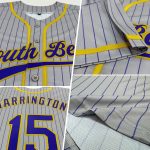 Custom Name Number Personalized Gray Purple Pinstripe Baseball Jersey - Authentic Team Gear Personalized Gray Purple Pinstripe